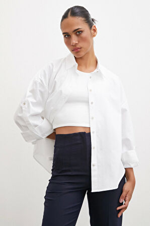 Kol Apoletli Gömlek Beyaz