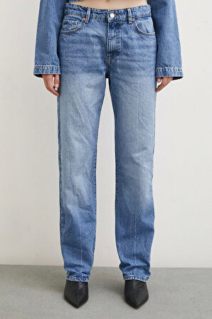 Beş Cepli Yülsel Bel Regular Fit Jean Mavi