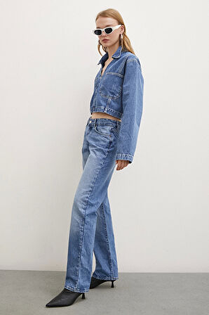 Beş Cepli Yülsel Bel Regular Fit Jean Mavi