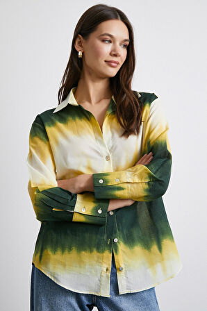 Degrade Desenli Gömlek Yeşil