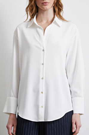 Klasik Saten Gömlek Ekru