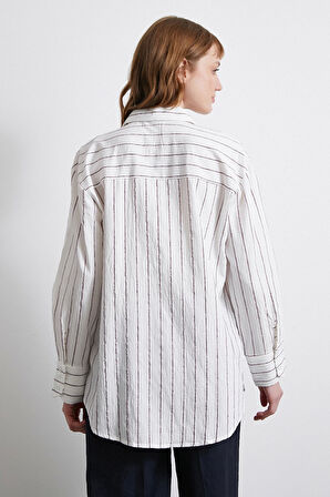 Çizgili Cepli Gömlek Bordo