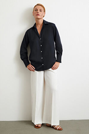 Diagonal Desen Gömlek Siyah