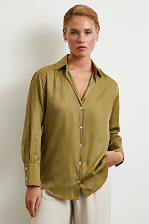 Diagonal Desen Gömlek Yeşil