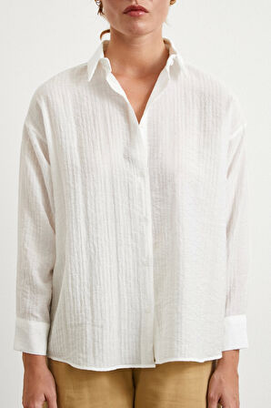 Dokulu Gömlek Beyaz