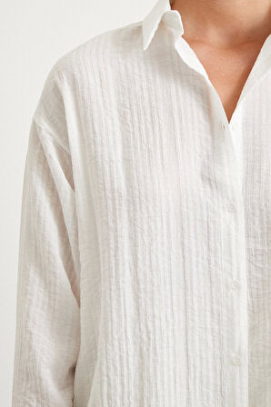 Dokulu Gömlek Beyaz