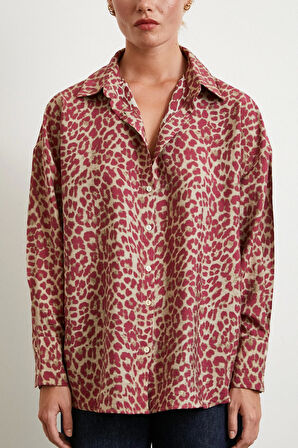 Leopar Desen Javanez Gömlek Yeşil