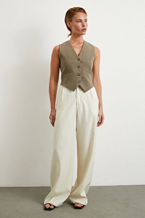 Astarlı Kuplu Yelek Haki