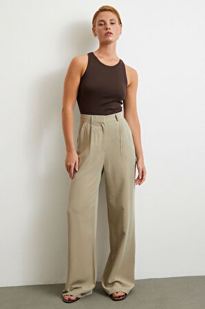 Keten Palazzo Pantolon Gri