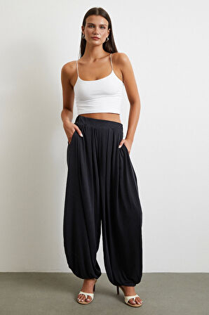 Paça Detaylı Şalvar Pantolon Antirasit