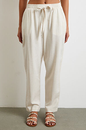 Beli Lastikli Klasik Pantolon Bej