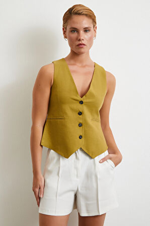 Piliseli Cepli Şort Ekru