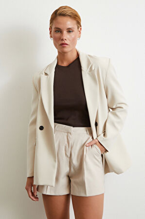 Piliseli Cepli Şort Vizon