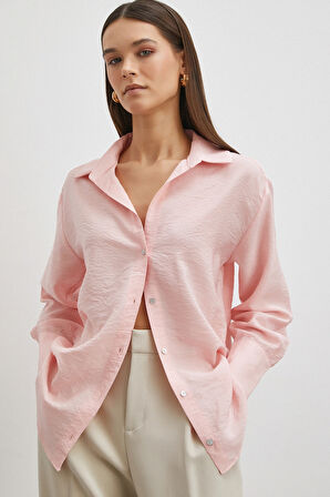 Viskon Pamuk Gömlek Pembe