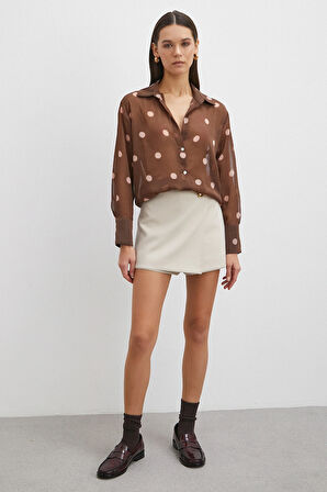 Desenli Yoryo Gömlek Kahve