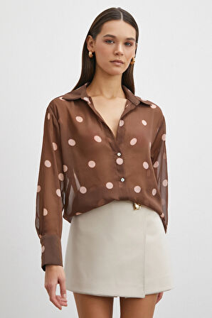 Desenli Yoryo Gömlek Kahve