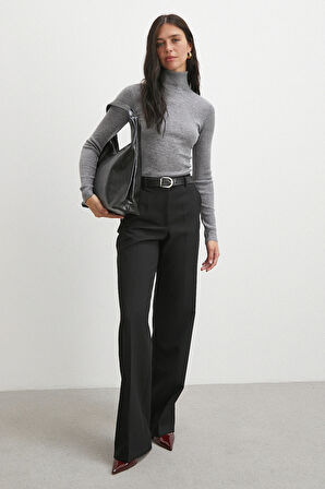 Yüksek Bel Klasik Pantolon Siyah