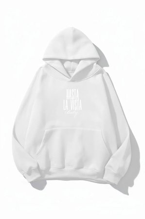 Unisex Yumuşak Dokulu Hastala Vista Baby Baskılı Tasarım Oversize 3 İplik Hoodie Sweatshirt