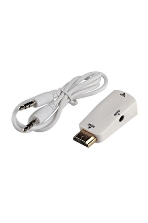 Hdmi To Vga Monitör Çevirici Dönüştürücü Adaptör