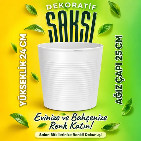 Gri 9.5 Litre Dekoratif Bitki Saksısı - Iç-Dış Mekan Bitkileri Için Uygun Saksı
