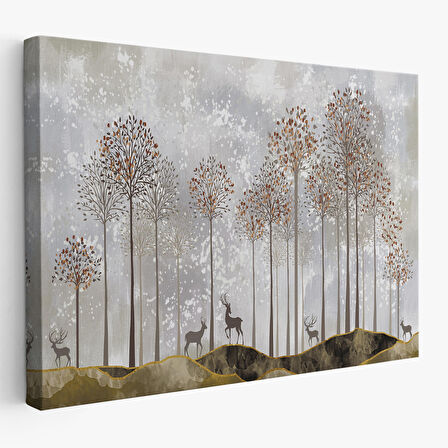 Ormandaki Geyikler Dekoratif Duvar Tablosu-3682