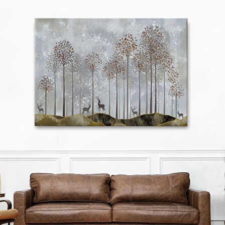 Ormandaki Geyikler Dekoratif Duvar Tablosu-3682