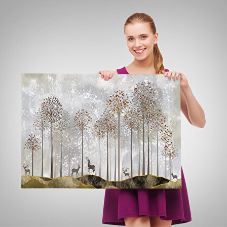 Ormandaki Geyikler Dekoratif Duvar Tablosu-3682