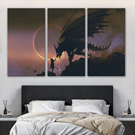 Ejderhasına El Uzatan Büyücü Sahnesi Dekoratif Tablo-3683