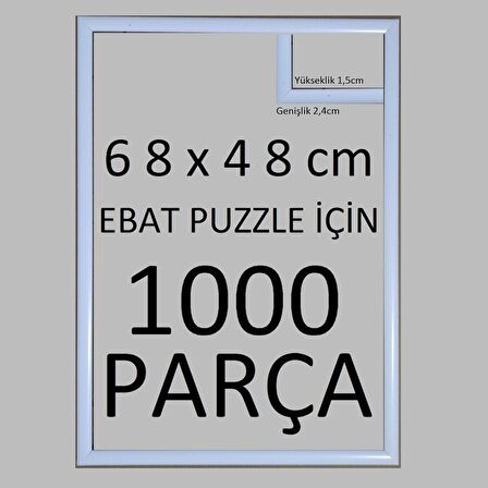 Sar Plus Balıksırtı Puzzle Çerçevesi 1000 Parça Için Ebat 68cmx48cm Beyaz