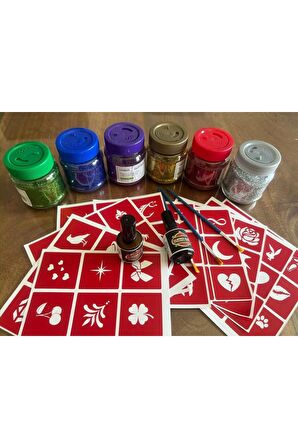 Mega Simli Dövme Seti 2 Adet Glitter Tattoo 100 şablon 6 adet büyük sim hediyeli