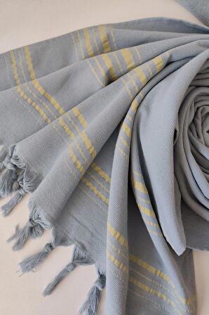 Sevim Tek Yüzlü Çizgili Havlu Peştemal - Yumuşak Ve Yüksek Su Emici - %100 Pamuk-İndigo