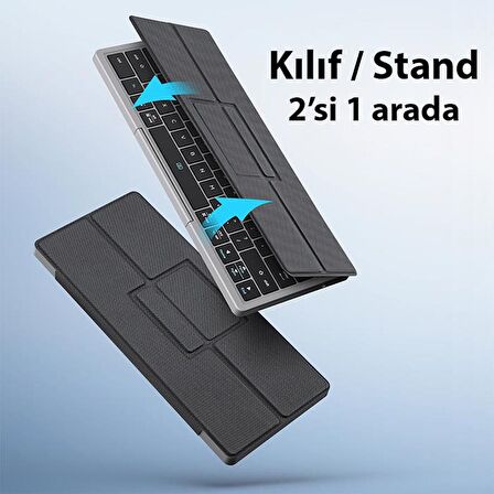 Coofbe 2in1 Telefon Tablet Laptop Bluetooth Kablosuz Klavye Touchpad Ve Stand Şarjlı Bluetooth Klavye 