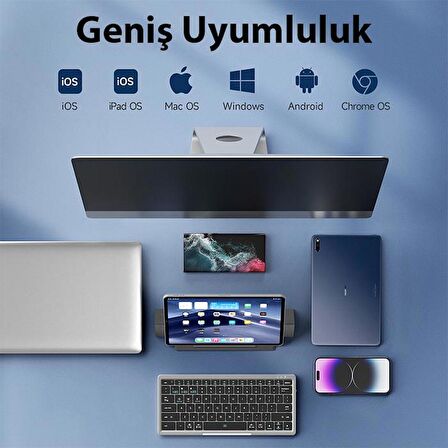 Coofbe 2in1 Telefon Tablet Laptop Bluetooth Kablosuz Klavye Touchpad Ve Stand Şarjlı Bluetooth Klavye 