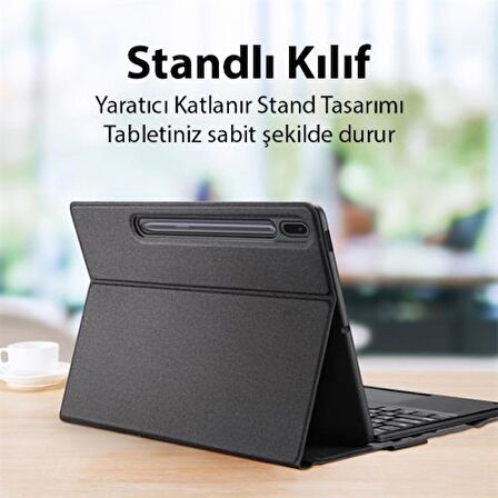 Coofbe Manyetik PU Deri Stantlı Samsung Galaxy Tab S9 X710-X716B Bluetooth Klavye Touchpad Kılıf 