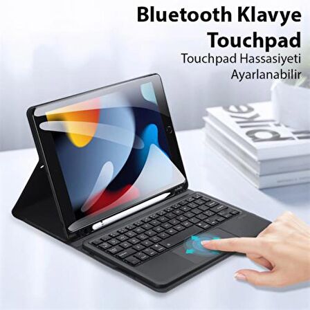 Coofbe Manyetik PU Deri Stantlı iPad  iPad 7-8-9 10.2 Kılıf iPad 7 8 9 Bluetooth Klavye Touchpad Uyku Modlu