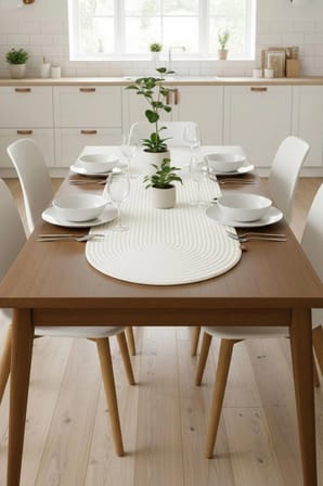 Yıkanabilir Hasır Runner 33x100 cm - Oval Jüt Görünümlü Örme Masa Örtüsü - Bohem & İskandinav