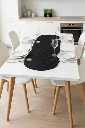 Yıkanabilir Hasır Runner 33x100 cm - Oval Jüt Görünümlü Örme Masa Örtüsü - Bohem & İskandinav