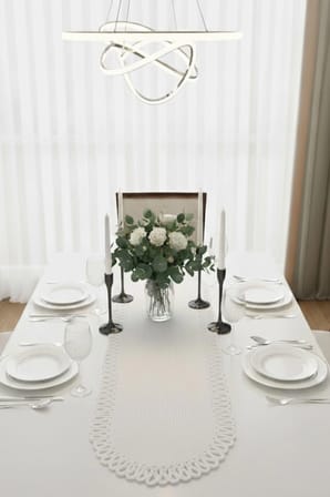 Yıkanabilir Hasır Runner 33x100 cm - Oval Jüt Görünümlü Örme Masa Örtüsü - Bohem & İskandinav