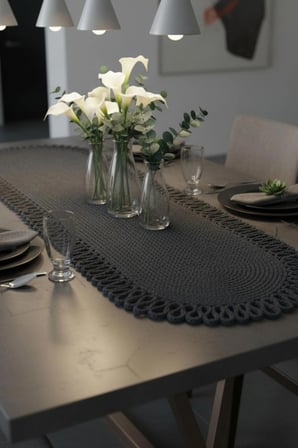 Yıkanabilir Hasır Runner 33x100 cm - Oval Jüt Görünümlü Örme Masa Örtüsü - Bohem & İskandinav
