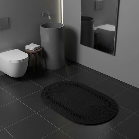 Trikotlu Jüt Paspas - 60x100 cm Yıkanabilir Banyo & Balkon Paspası