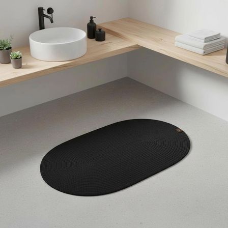  Doğal Jüt Banyo Paspası - 60X100 Cm Oval Yıkanabilir Paspas