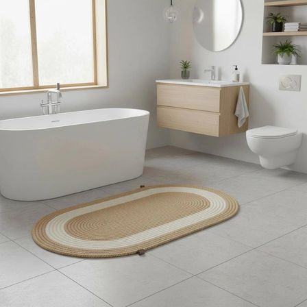 Şeritli Jüt Paspas - 60X100 Cm Yıkanabilir Banyo & Balkon Paspası