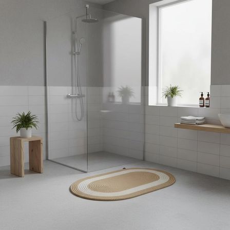 Şeritli Jüt Paspas - 60X100 Cm Yıkanabilir Banyo & Balkon Paspası