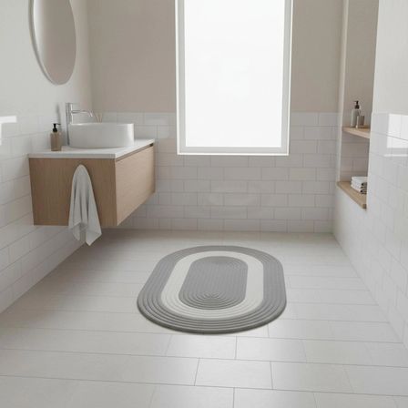 Şeritli Jüt Paspas - 60X100 Cm Yıkanabilir Banyo & Balkon Paspası