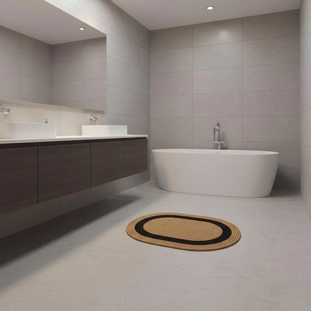 Şeritli Jüt Paspas - 60X100 Cm Yıkanabilir Banyo & Balkon Paspası
