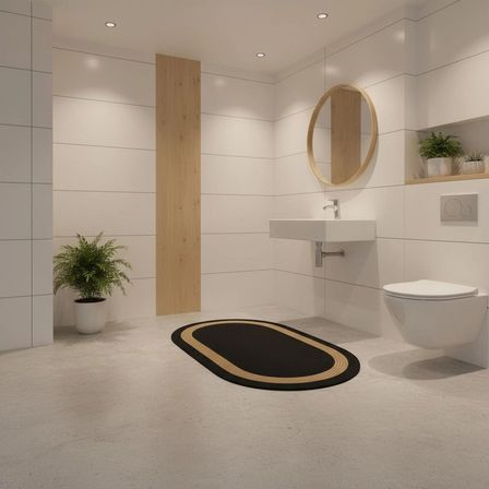 Şeritli Jüt Paspas - 60X100 Cm Yıkanabilir Banyo & Balkon Paspası