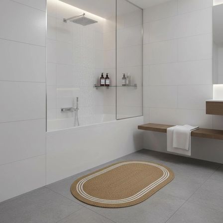 Çizgili Jüt Paspas - 60X100 Cm Yıkanabilir Banyo & Balkon Paspası
