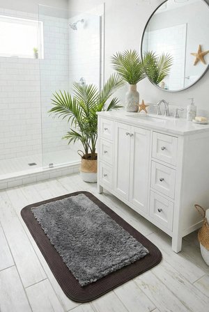 Jüt Peluş Kaymaz Taban Yıkanabilir Banyo Mutfak Kapı Önü Paspası 40x60 cm-Antrasit Siyah