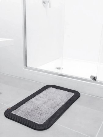 Jüt Peluş Kaymaz Taban Yıkanabilir Banyo Mutfak Kapı Önü Paspası 40x60 cm-Antrasit-Gri 