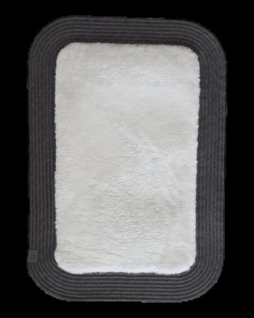 Jüt Peluş Kaymaz Taban Yıkanabilir Banyo Mutfak Kapı Önü Paspası 40x60 cm-Antrasit-Beyaz 